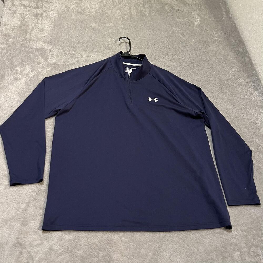 Under Armour HeatGear Tech Pullover Mens XL Navy Blue 1/4 Zip Long Sleeve Shirt